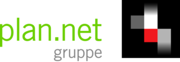 Plan.Net Logo neu/Corporate Design 2011 Das Logo der plan.net gruppe mit einem stilisierten, roten Quadrat.