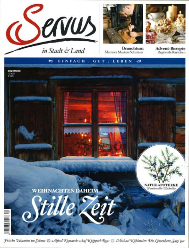 Das Cover der Zeitschrift „Servus in Stadt & Land“ mit weihnachtlichem Thema.
