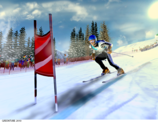 Ski Challenge 11 (c: orf) Ein Skifahrer fährt einen Hang hinunter, während im Hintergrund Zuschauer zu sehen sind.