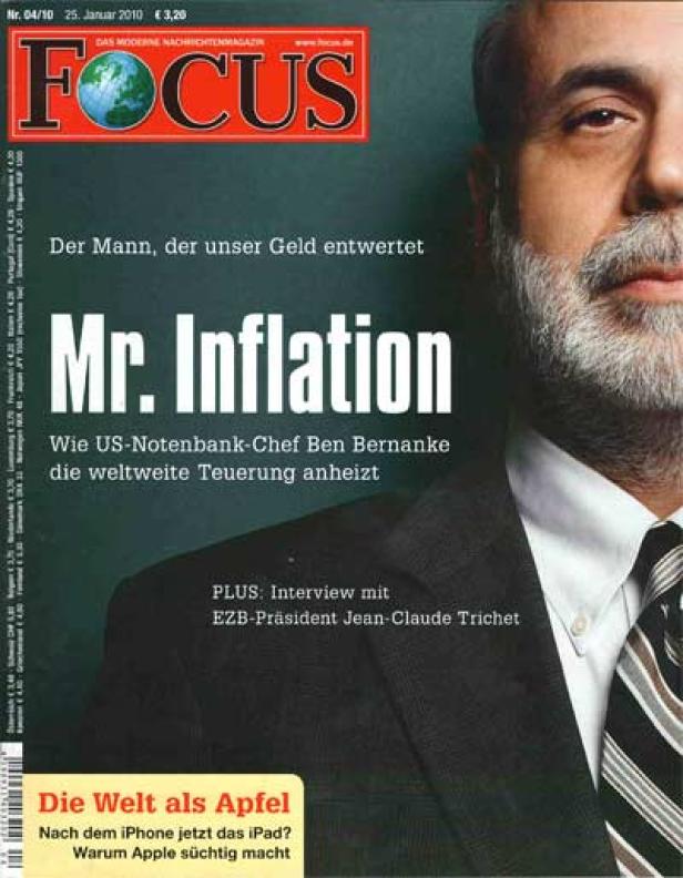 Das Cover des Nachrichtenmagazins „Focus“ zeigt Ben Bernanke, den ehemaligen Chef der US-Notenbank.