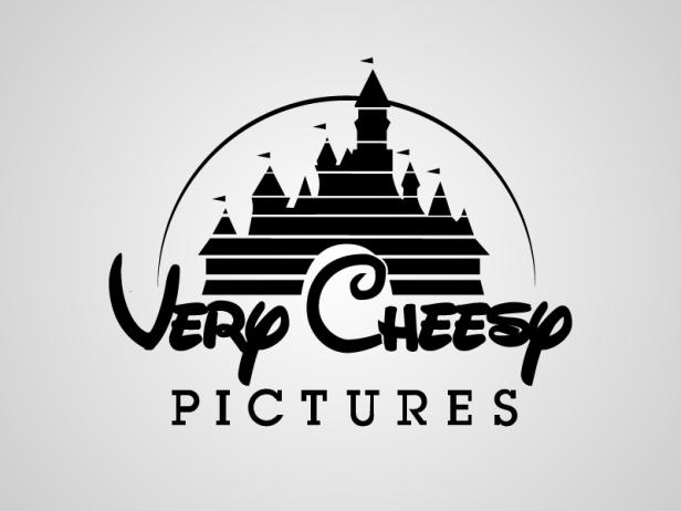 Das stilisierte Logo von „Very Cheesy Pictures“ mit einem Schloss im Hintergrund.