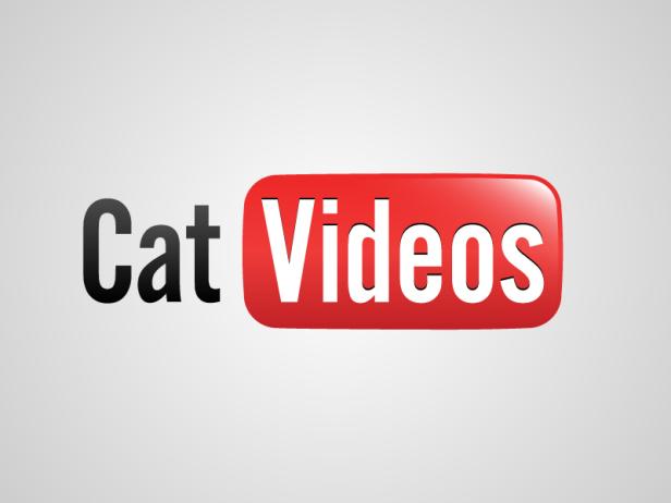 Das Logo für „Cat Videos“ mit dem Wort „Videos“ in einem roten, abgerundeten Rechteck.