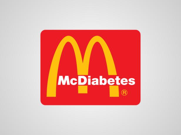 Das McDonald's-Logo ist mit dem Wort „McDiabetes“ versehen.
