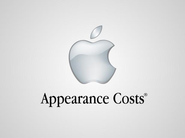 Das Apple-Logo über dem Text „Appearance Costs®“.