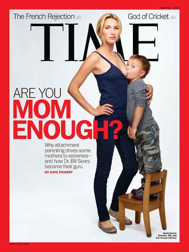 Das Cover des Time Magazine zeigt Jamie Lynne Grumet, 26, beim Stillen ihres dreijährigen Sohnes.
