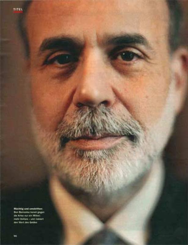 Porträt von Ben Bernanke mit grauem Bart und nachdenklichem Blick.
