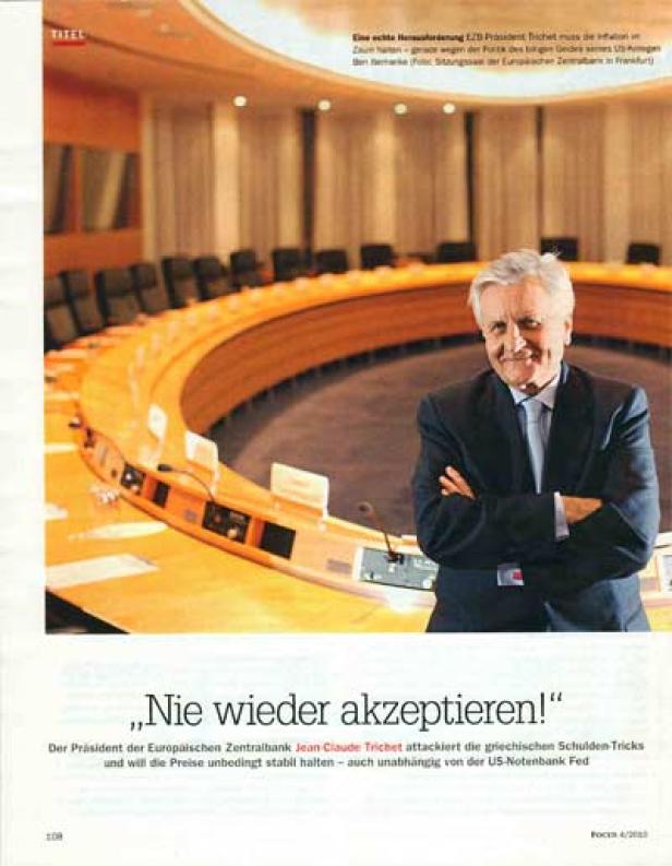 Jean-Claude Trichet, Präsident der Europäischen Zentralbank, vor einem Sitzungssaal.