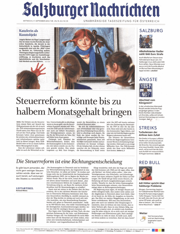 Ein Gemälde von Angela Merkel als Pippi Langstrumpf wird in einer Ausstellung gezeigt.