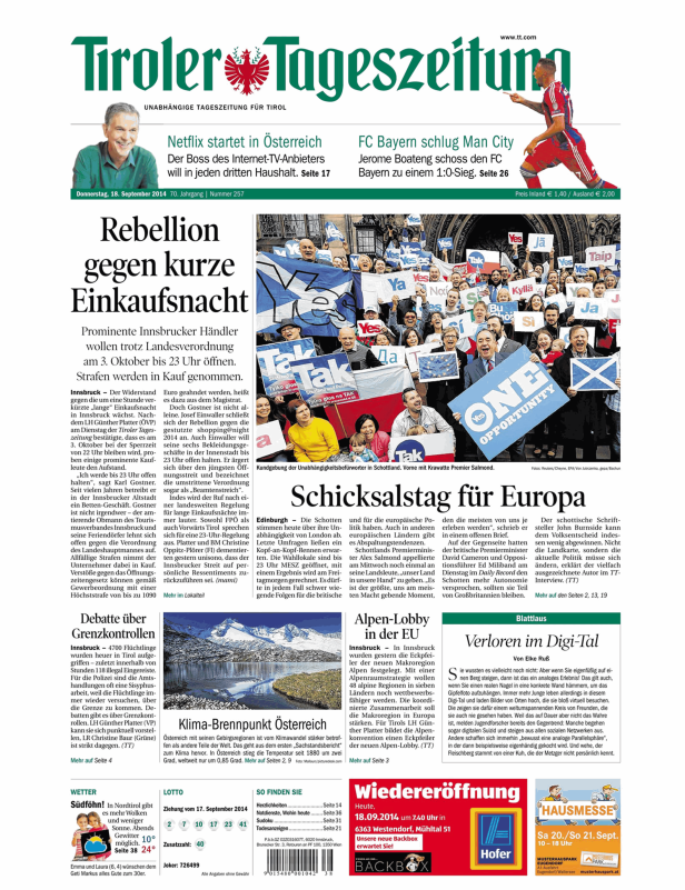 Eine Menschenmenge in Schottland demonstriert mit „Yes“-Schildern für die Unabhängigkeit.