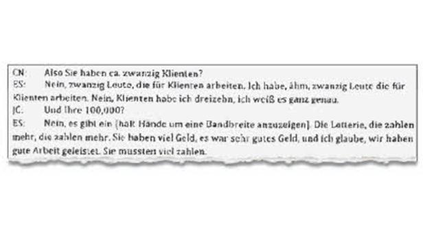 Ein Ausschnitt eines Textes in deutscher Sprache, der Dialogfragmente enthält.
