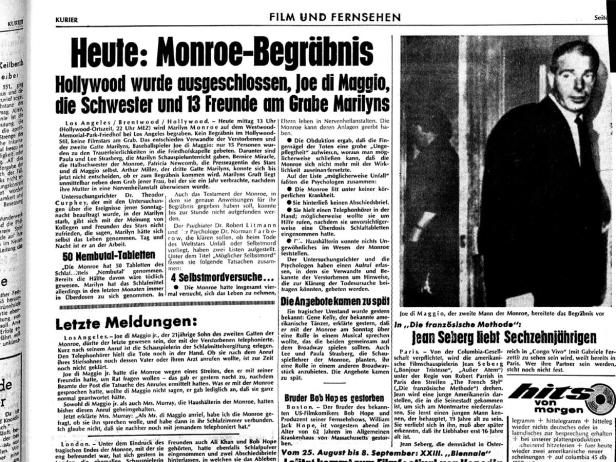 Wie der KURIER über Marilyns Tod berichtete