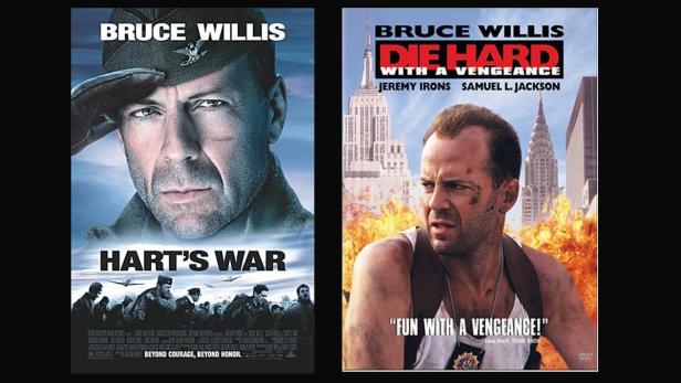 Die Filmplakate von „Hart's War“ und „Stirb langsam: Jetzt erst recht“ mit Bruce Willis.