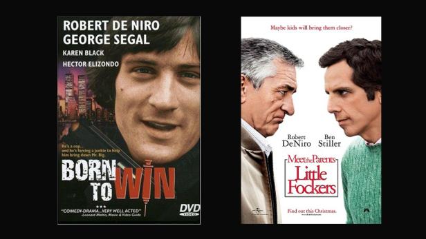 Die DVD-Cover der Filme „Born to Win“ mit Robert De Niro und „Little Fockers“ mit Robert De Niro und Ben Stiller.
