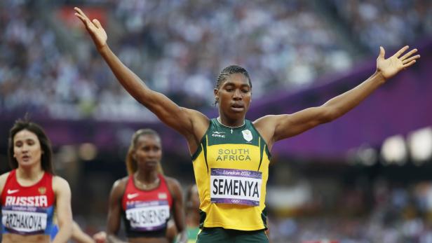 Souverän: Semenya lief locker ins Finale, wo sie Favoritin ist. Caster Semenya feiert bei den Olympischen Spielen 2012 in London.