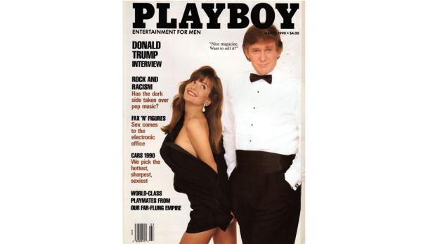 Das Cover des Playboy-Magazins vom März 1990 mit Donald Trump und einem Model.