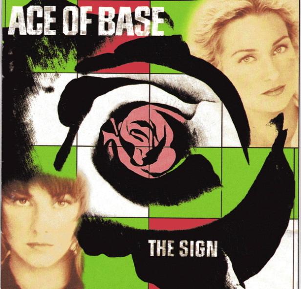 Das Cover des Albums „The Sign“ von Ace of Base zeigt stilisierte Rosen und Porträts der Bandmitglieder.