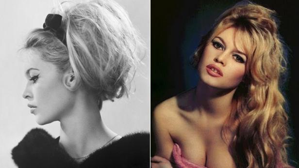 Ein zweiteiliges Porträt von Brigitte Bardot.