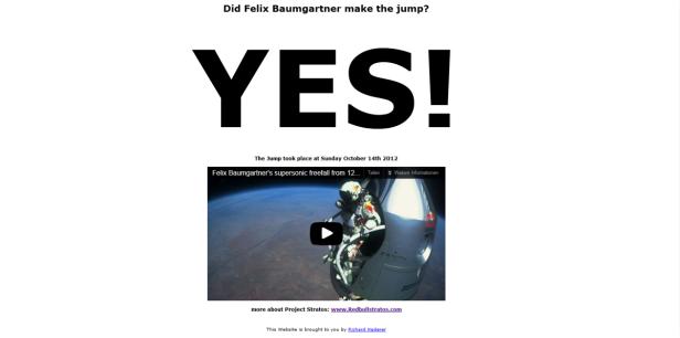 Felix Baumgartner während seines Stratosphärensprungs im Jahr 2012.