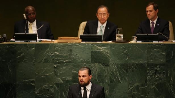 Leonardo DiCaprio hält eine Rede vor der UNO.