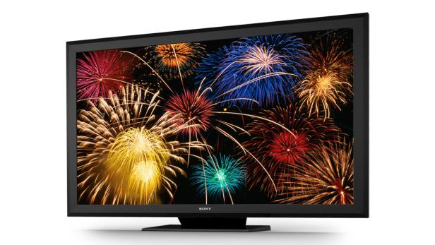 Ein Sony-Fernseher zeigt ein farbenfrohes Feuerwerk.