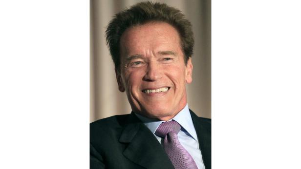 Porträt von Arnold Schwarzenegger in Anzug und Krawatte.