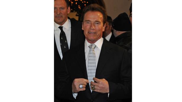 Arnold Schwarzenegger auf einer Veranstaltung in einem schwarzen Anzug.