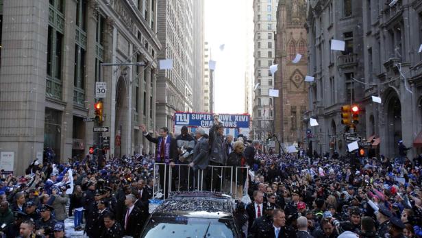 Eine Parade für die New York Giants nach ihrem Super Bowl XLVI Sieg in New York City.