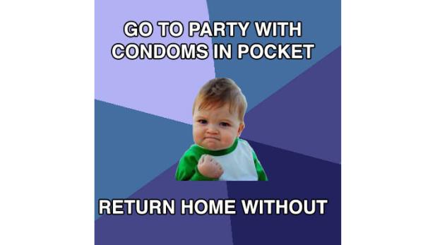 Ein Baby im Meme-Stil, das Entschlossenheit oder Erfolg darstellt.