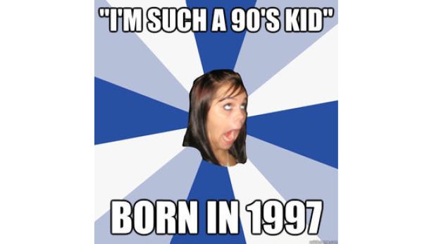 Ein Meme mit dem Text „Ich bin so ein 90er-Kind“ und „Geboren 1997“.