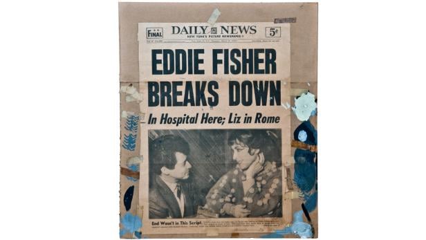 Titelseite der Daily News vom 25. März 1964 mit der Schlagzeile: Eddie Fisher bricht zusammen.