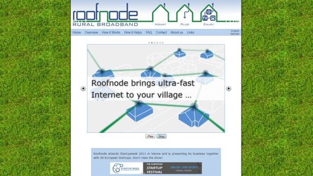 Die Webseite von Roofnode wirbt mit schnellem Internet für ländliche Gebiete.