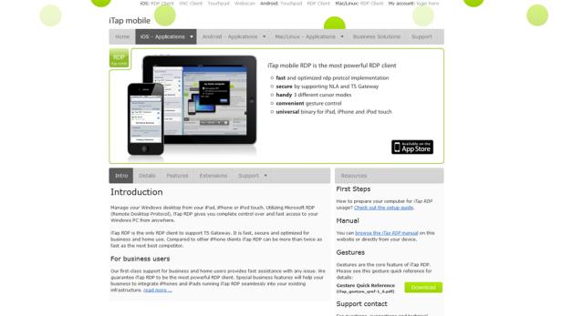 Ein iPad und ein iPhone zeigen die iTap Mobile RDP-Anwendung.