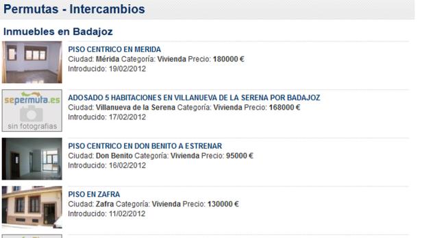 Eine Webseite mit Immobilienangeboten in Badajoz, Mérida, Villanueva de la Serena, Don Benito und Zafra.