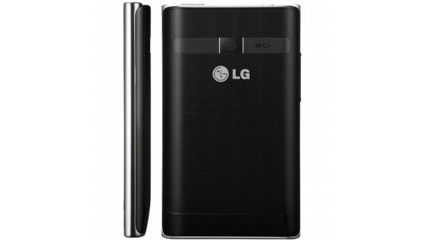 Ein schwarzes LG-Smartphone von hinten und von der Seite.