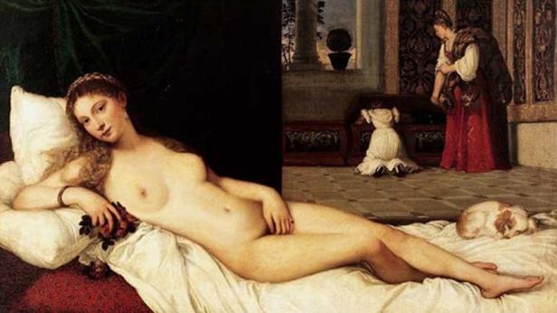 Das Gemälde „Venus von Urbino“ von Tizian zeigt eine liegende, nackte Frau.