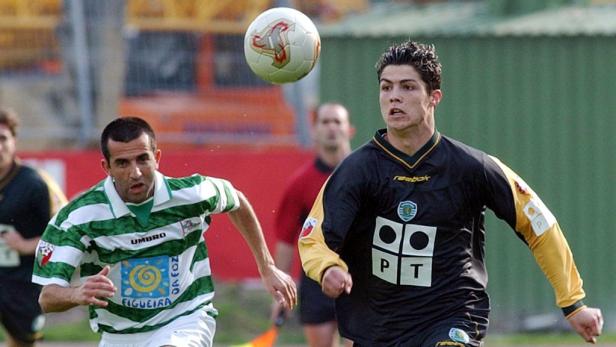 Cristiano Ronaldo bei einem Fußballspiel für Sporting Lissabon.