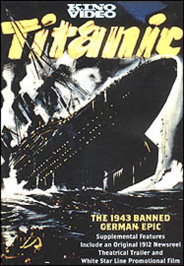 Das Cover der Kino Video-Edition des Films „Titanic“ von 1943 zeigt das Schiff in stürmischer See.