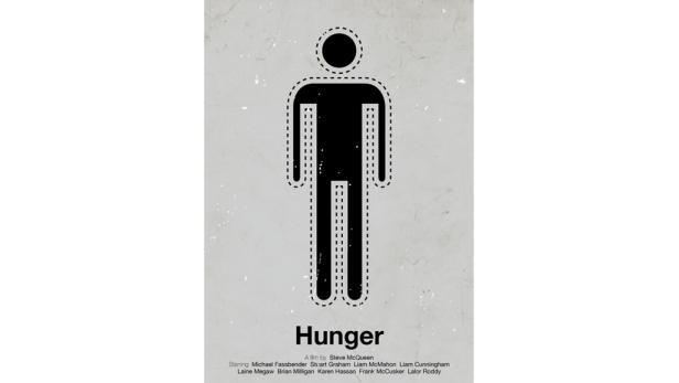 Ein stilisierter Mann, dargestellt auf dem Filmplakat zu „Hunger“.