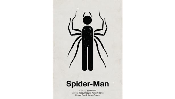 Ein minimalistisches Filmposter für „Spider-Man“ von Sam Raimi.