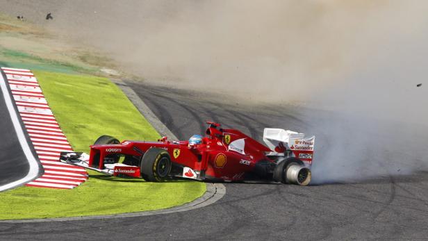 Alonso flog ab, Vettel davon