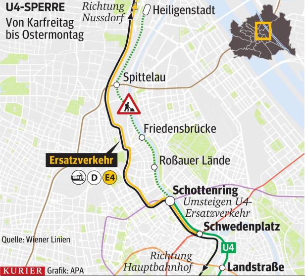 Wien: Ab heute ist ein Teil der U4 gesperrt