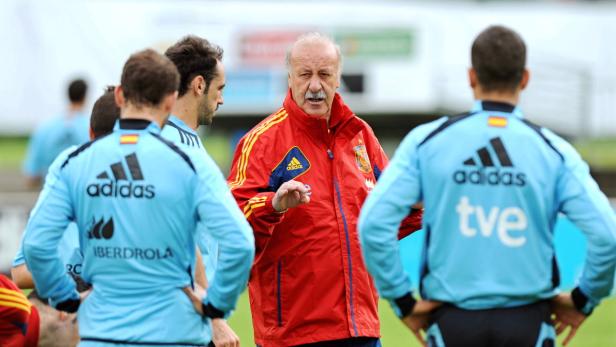 Vicente del Bosque, der Trainer der spanischen Nationalmannschaft, gibt Anweisungen.