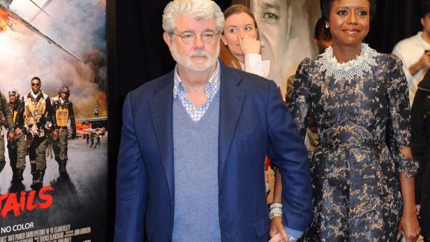 George Lucas und Mellody Hobson bei der Premiere des Films „Red Tails“.