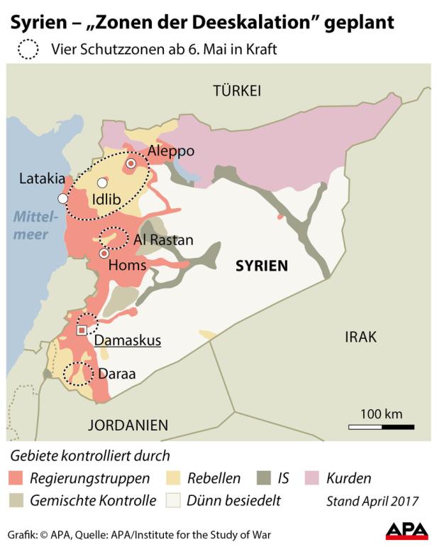 Russland: Syrien-Schutzzonen gelten ab Mitternacht