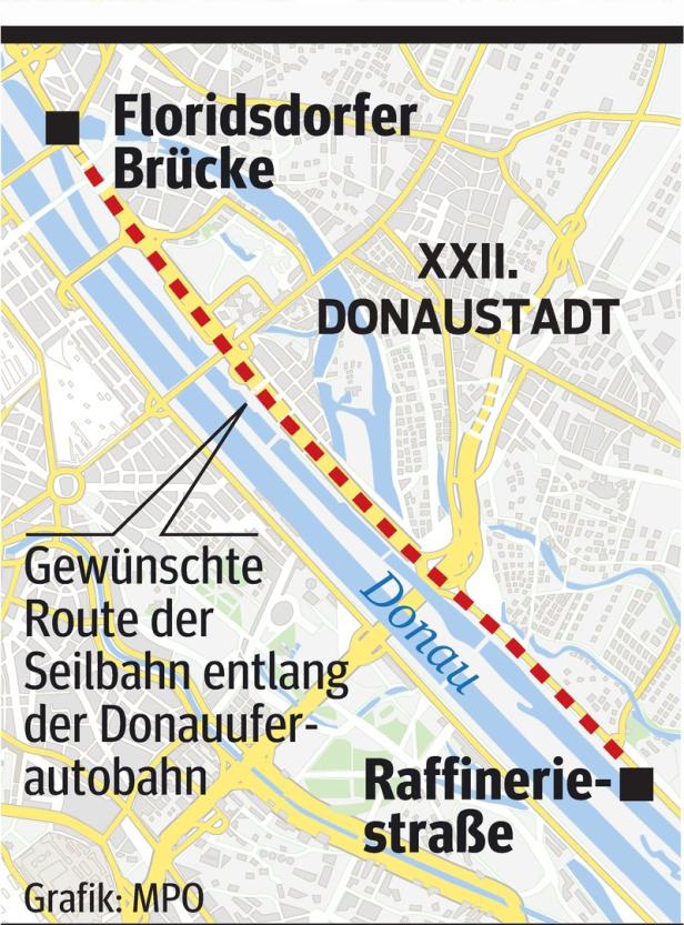 Auch der Donaustadt schwebt nun der Bau einer Seilbahn vor