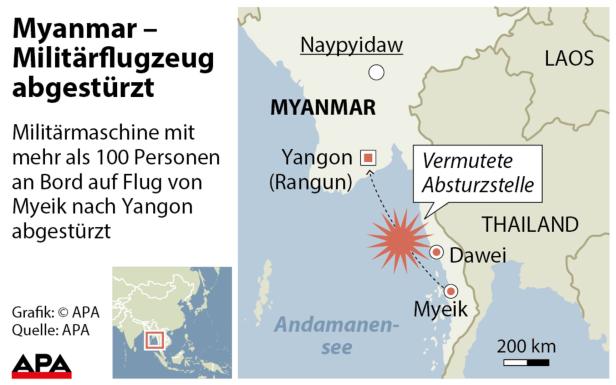Myanmar: Flugzeug mit über 100 Personen an Bord abgestürzt