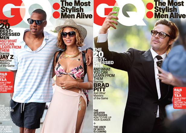 Zwei GQ-Cover mit Jay-Z und Beyoncé sowie Brad Pitt.