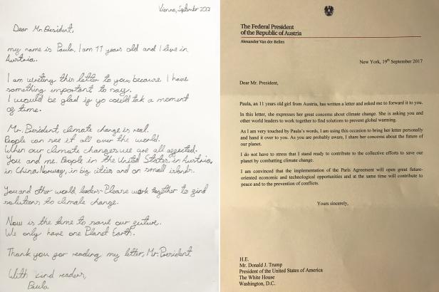 Van der Bellen übergab Brief einer 11-Jährigen an Trump