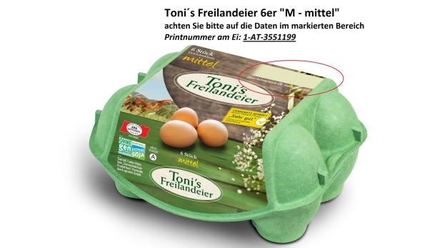 Toni's Freilandeier von Salmonellen betroffen