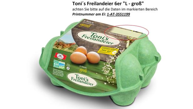 Toni's Freilandeier von Salmonellen betroffen